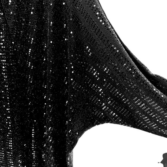Clara Sun Woo black sequined long sleeve shift dress Sz M - Picture 9 of 11